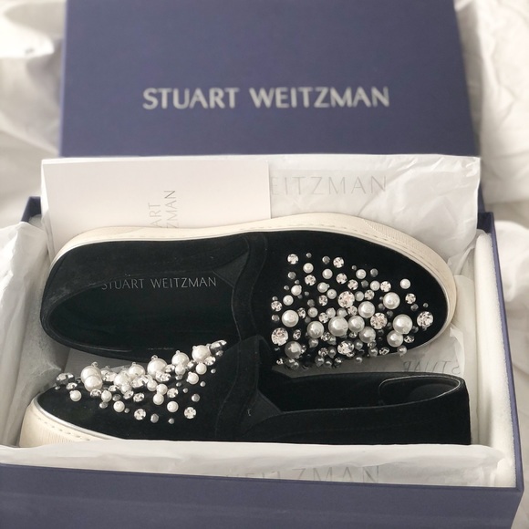 Stuart Weitzman Decor Pearl-Embellished Sneakers - Picture 4 of 6